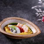 Рыба_моя_Цветной_Хумус с жаренной креветкой и матбухой