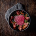 Салат с чавычей и муссом из корнеплодов